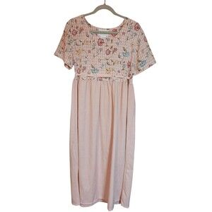Vintage Womens Blush Pink Floral/Gingham Dress Size Medium
